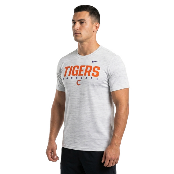 Clemson Nike Dri-FIT Velocity Baseball Tee - WHITE