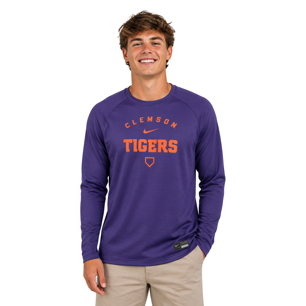 Clemson Nike Dugout Midweight Pullover - PURPLE