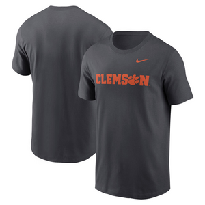 Clemson Nike Essential Wordmark Tee - DK GREY