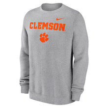 Clemson Nike Fleece Primary Stack Crew - MD GREY