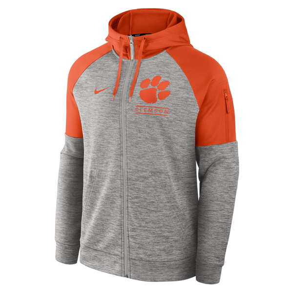 Clemson Nike Full-Zip Fitness Hoodie - MD GREY
