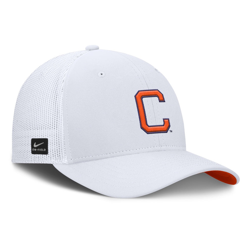 Clemson Nike Gameday Block C SwooshFlex Trucker Hat - WHITE