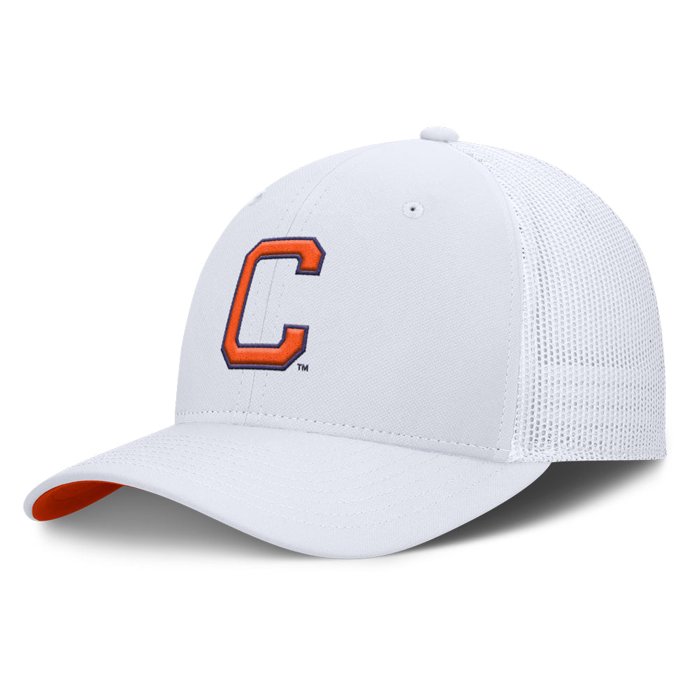 Clemson Nike Gameday Block C SwooshFlex Trucker Hat - WHITE