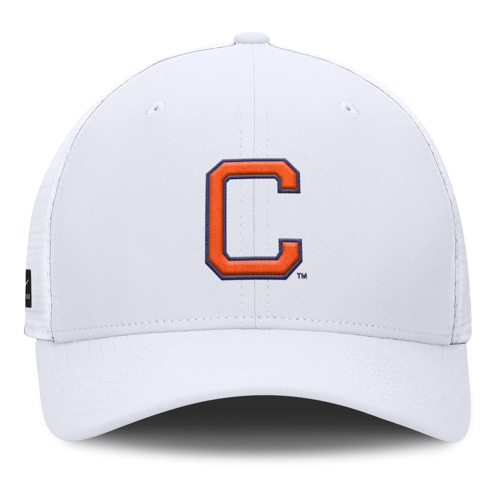 Clemson Nike Gameday Block C SwooshFlex Trucker Hat - WHITE