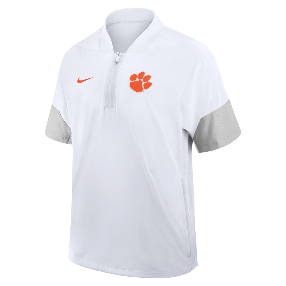 Clemson Nike Gameday Lightweight Short Sleeve Coaches Half-Zip Jacket - WHITE