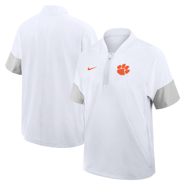 Clemson Nike Gameday Lightweight Short Sleeve Coaches Half-Zip Jacket - WHITE