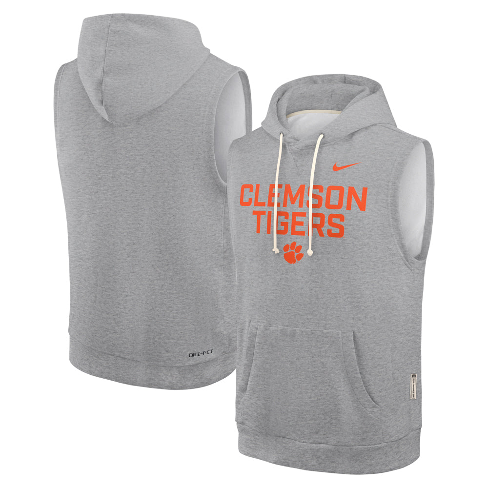 Clemson Nike Gameday Sleeveless Fleece Hoodie - MD GREY