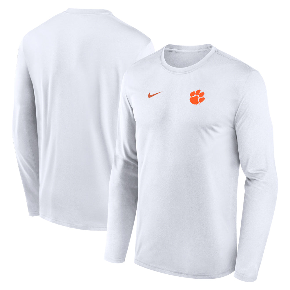 Clemson Nike Gameday Small Logo Legend Dri-FIT Long Sleeve Tee - WHITE