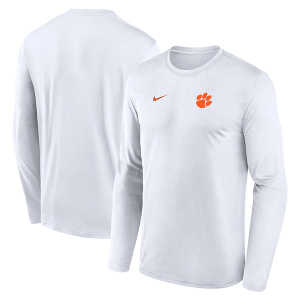 Clemson Nike Gameday Small Logo Legend Dri-FIT Long Sleeve Tee - WHITE