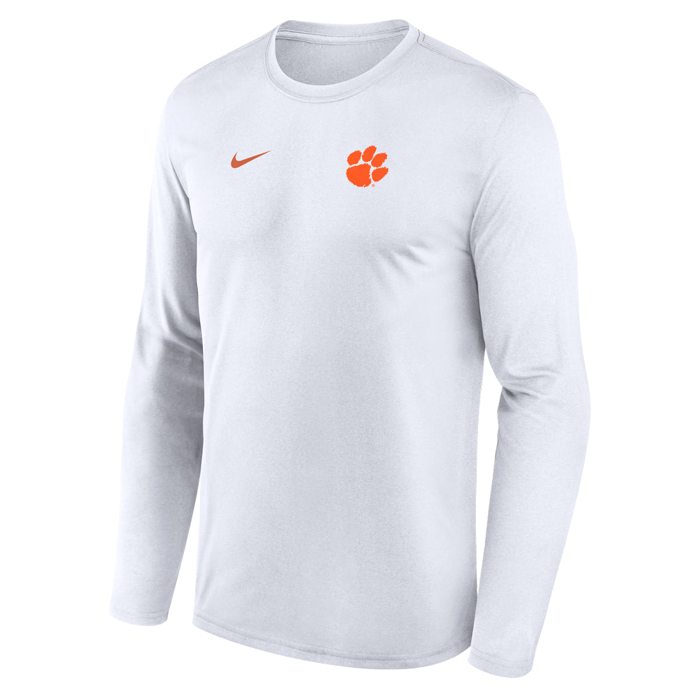 Clemson Nike Gameday Small Logo Legend Dri-FIT Long Sleeve Tee - WHITE