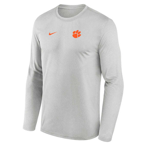 Clemson Nike Legend Long Sleeve Small Logo Tee - LT GREY