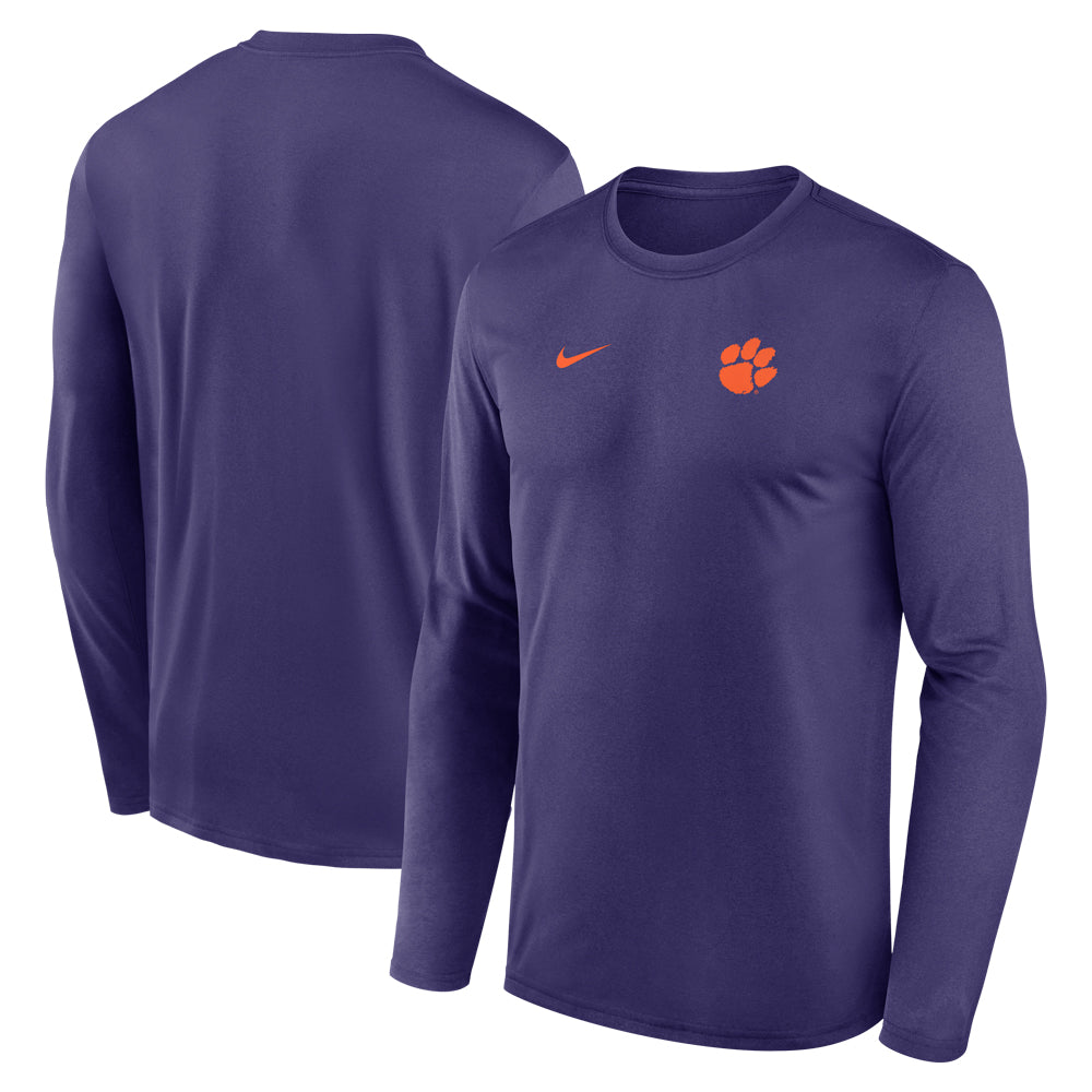 Clemson Nike Legend Long Sleeve Small Logo Tee - PURPLE