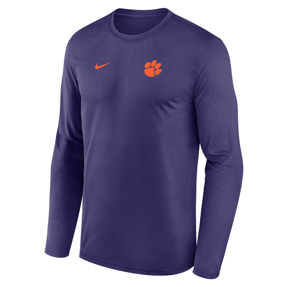 Clemson Nike Legend Long Sleeve Small Logo Tee - PURPLE