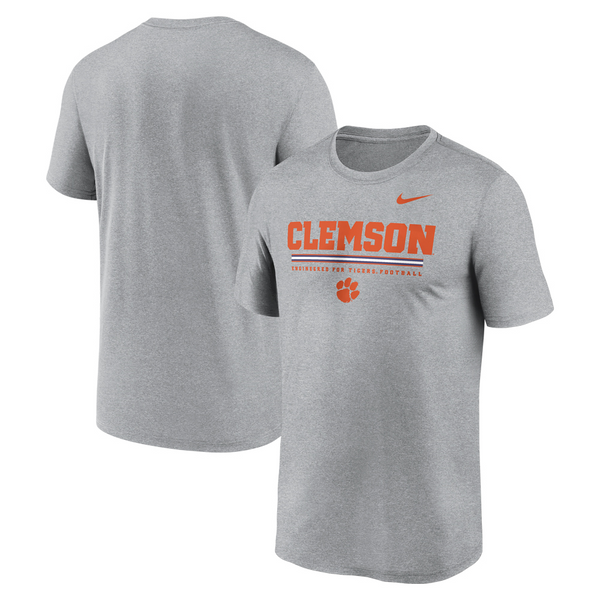 Clemson Nike Legend Stripe Stack Tee - MD GREY