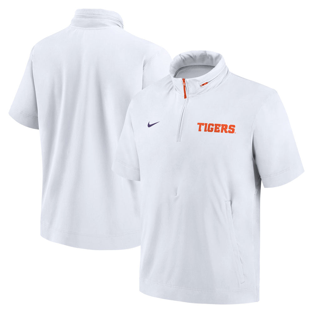 Clemson Nike Lightweight Coach's Jacket Short Sleeve - WHITE