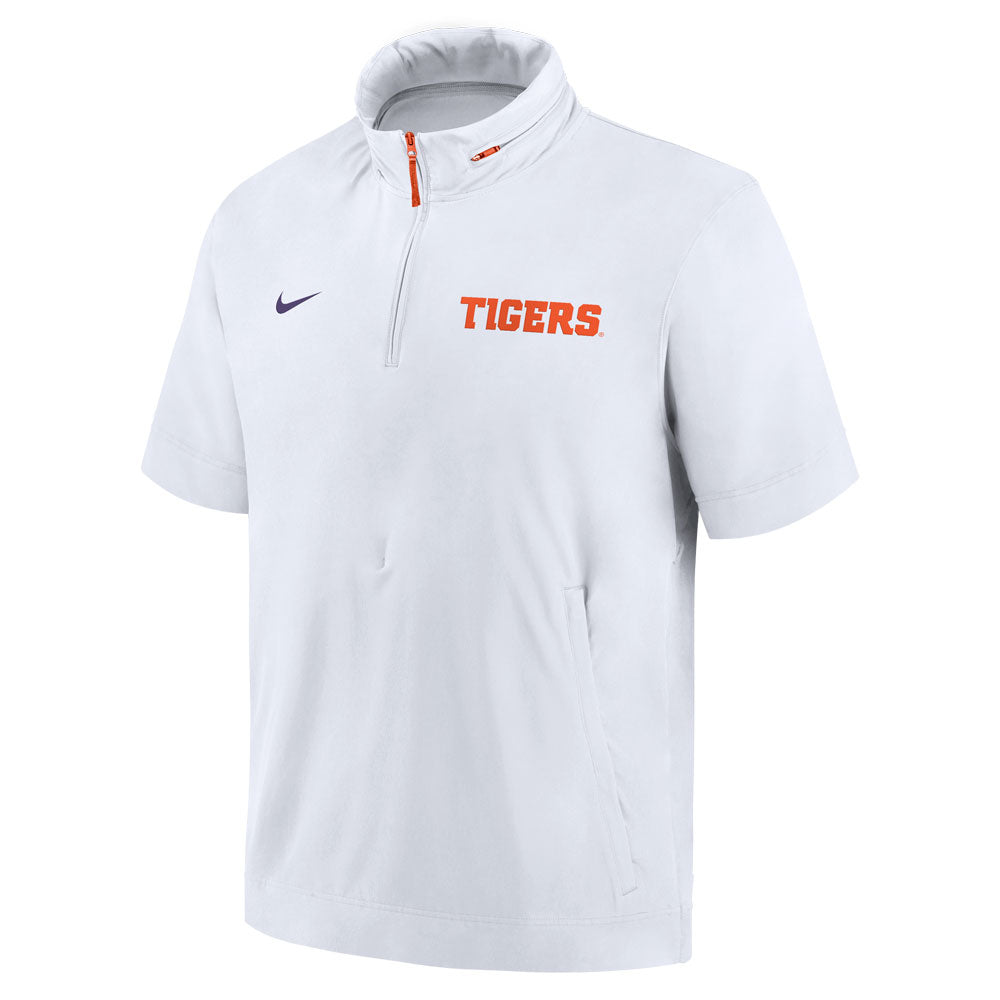 Clemson Nike Lightweight Coach's Jacket Short Sleeve - WHITE