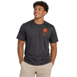 Clemson Nike Logo Stack Legend Tee - DK GREY