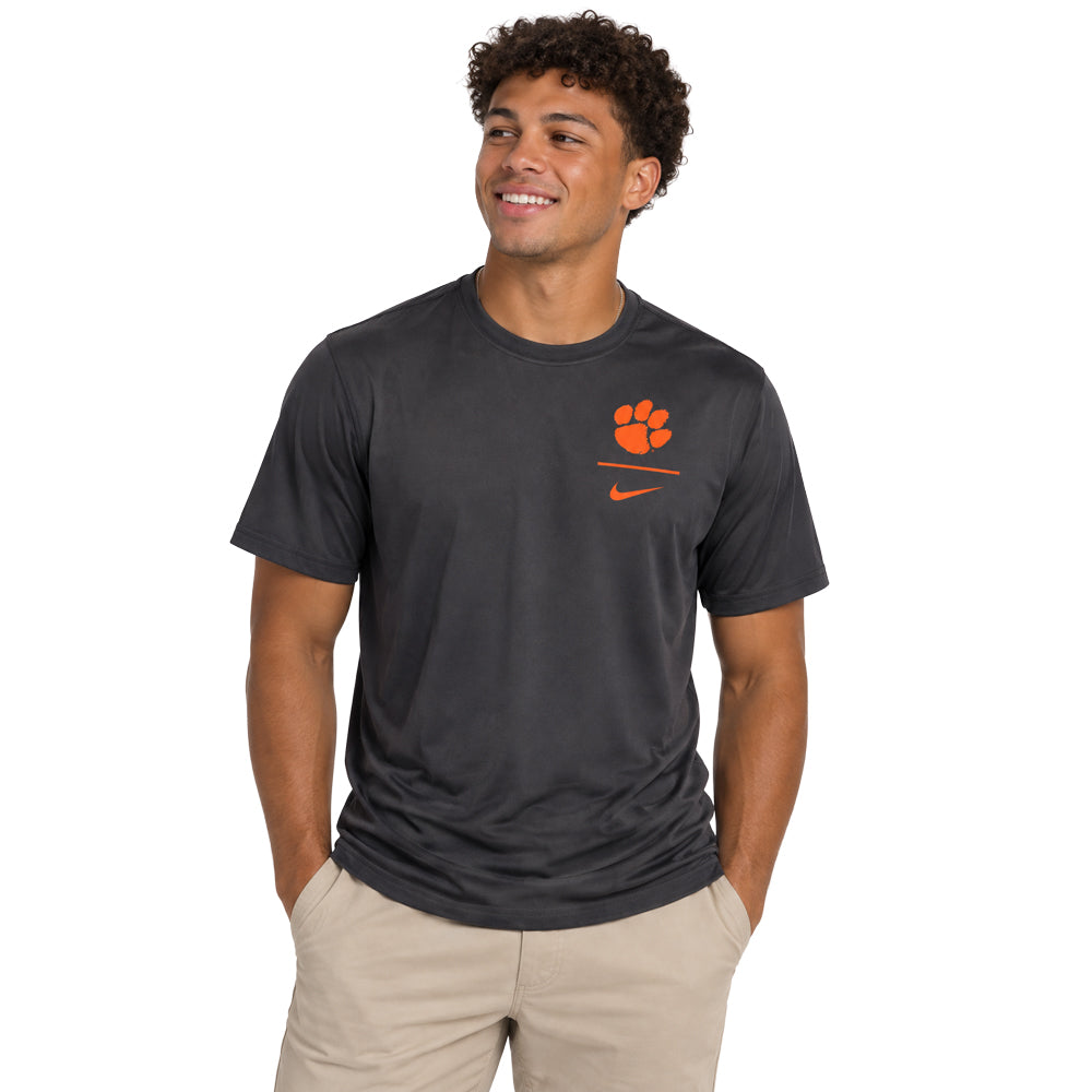 Clemson Nike Logo Stack Legend Tee - DK GREY