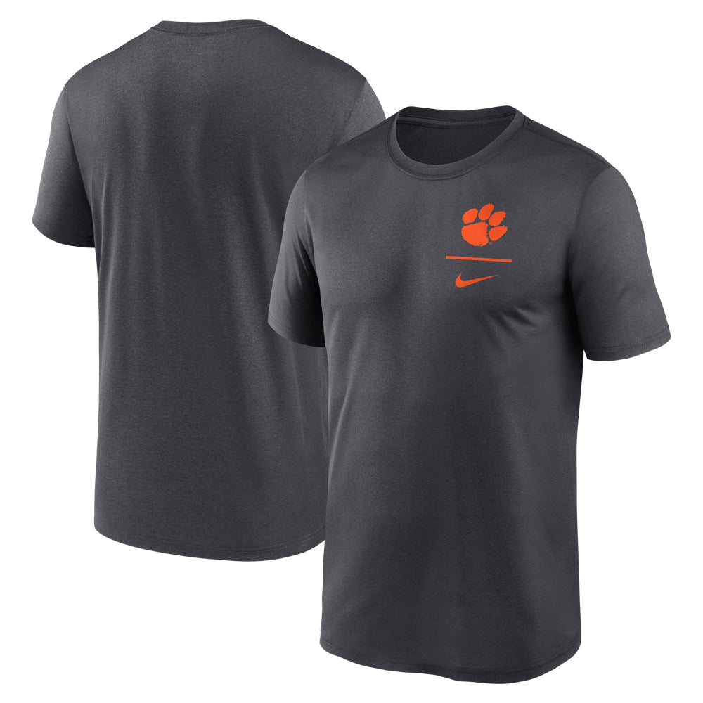 Clemson Nike Logo Stack Legend Tee - DK GREY