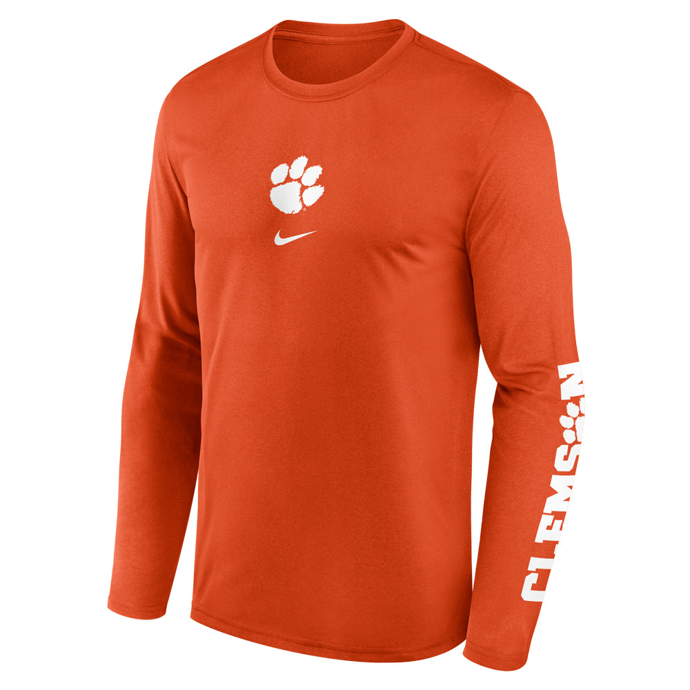 Clemson Nike Long Sleeve 2-Hit Legend Paw Tee - ORANGE