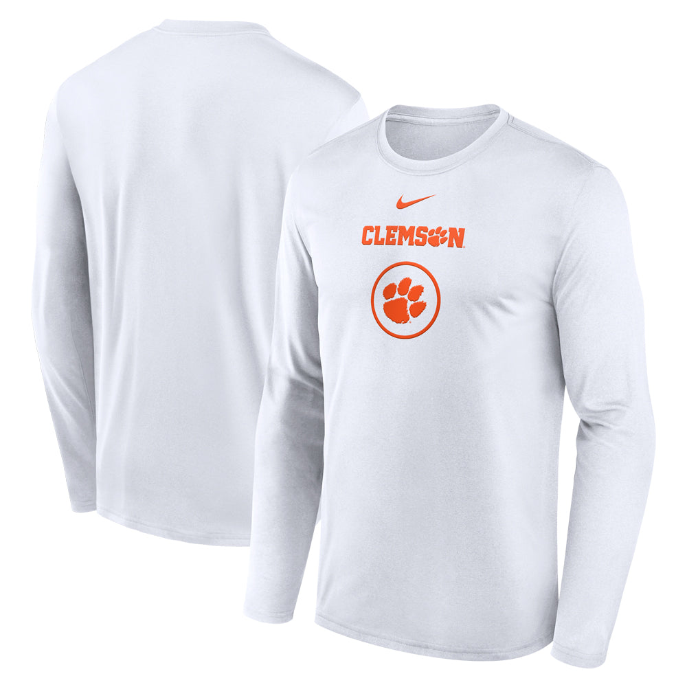 Clemson Nike Long Sleeve Legend Practice Tee - WHITE