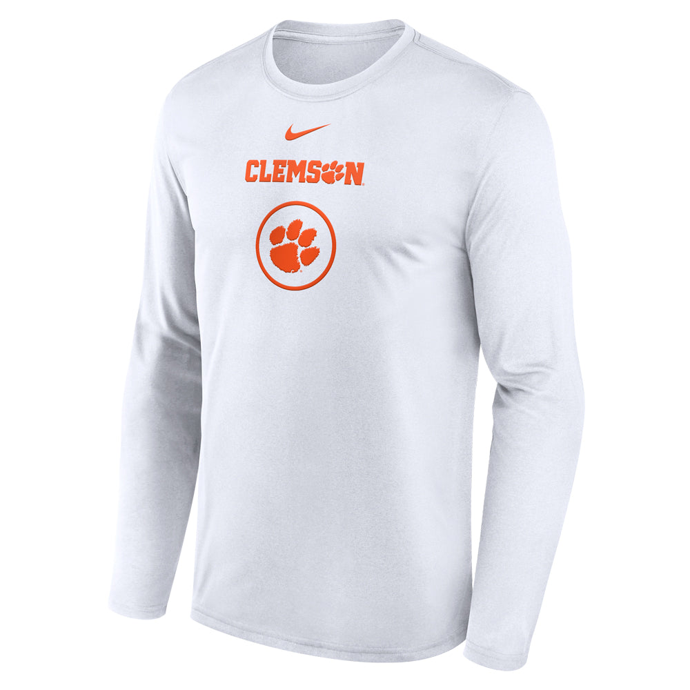 Clemson Nike Long Sleeve Legend Practice Tee - WHITE