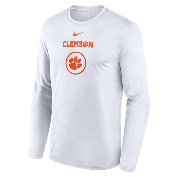 Clemson Nike Long Sleeve Legend Practice Tee - WHITE