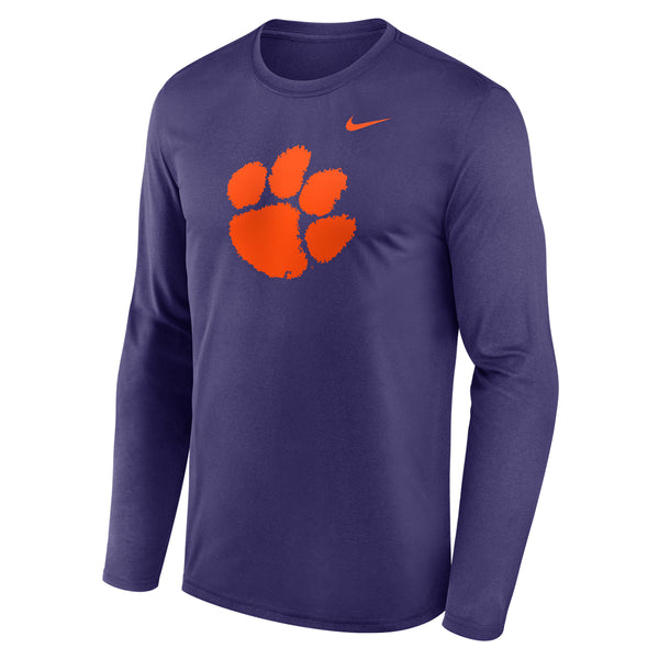 Clemson Nike Long Sleeve Paw Legend Tee - PURPLE