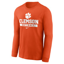 Clemson Nike Long Sleeve Softball Cotton Tee - ORANGE