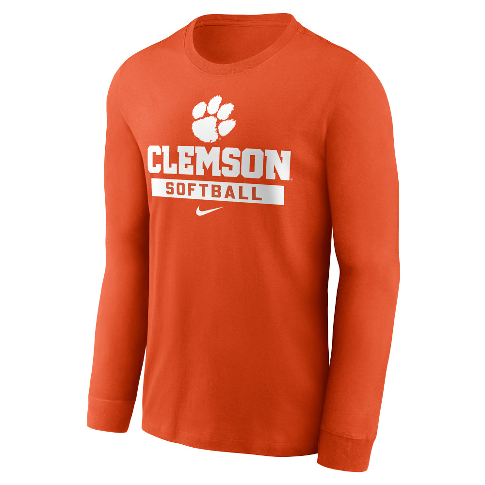 Clemson Nike Long Sleeve Softball Cotton Tee