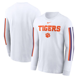 Clemson Nike Long Sleeve Tigers Two-Hit Tee - WHITE