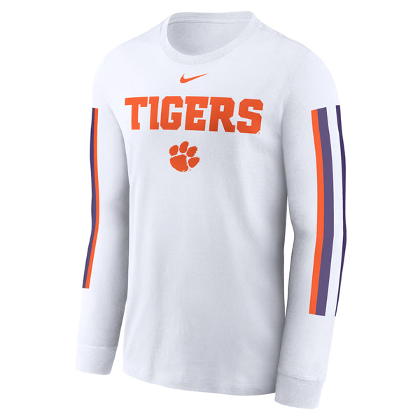 Clemson Nike Long Sleeve Tigers Two-Hit Tee - WHITE