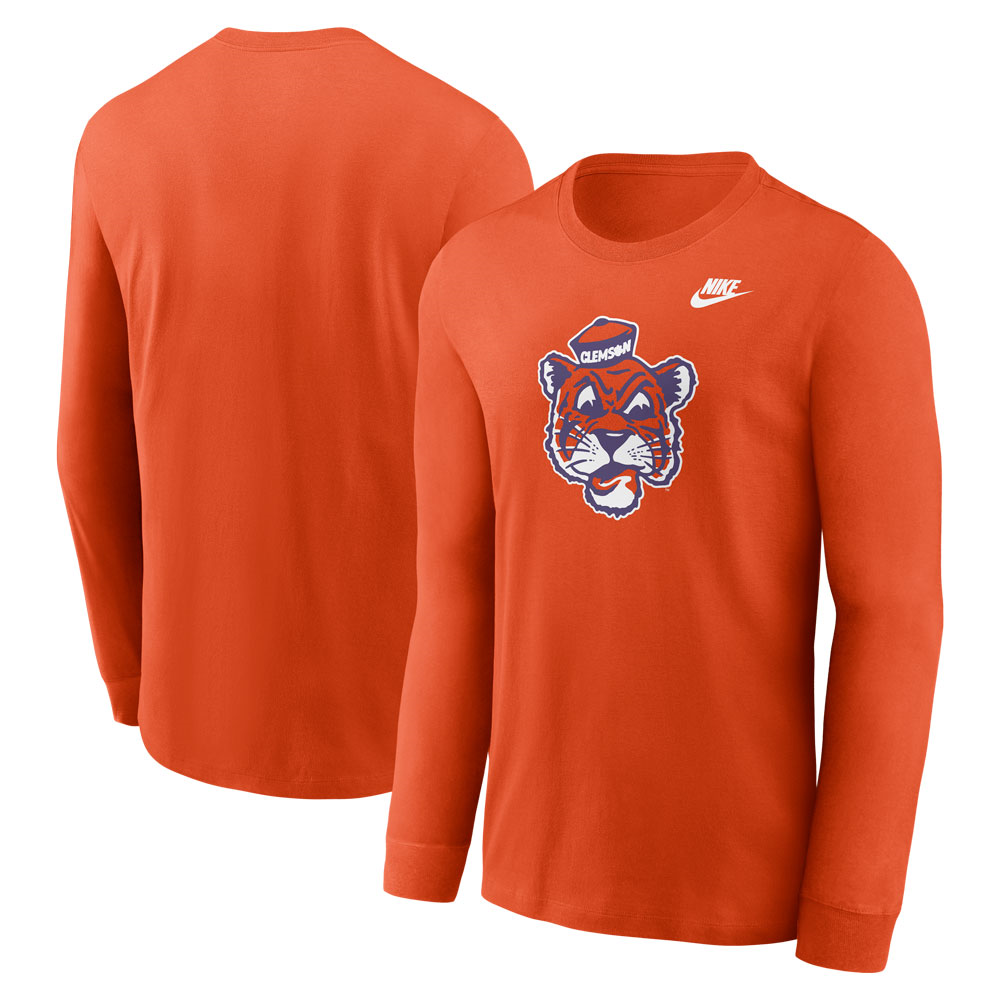 Clemson Nike Long Sleeve Vault Tiger Face Tee
