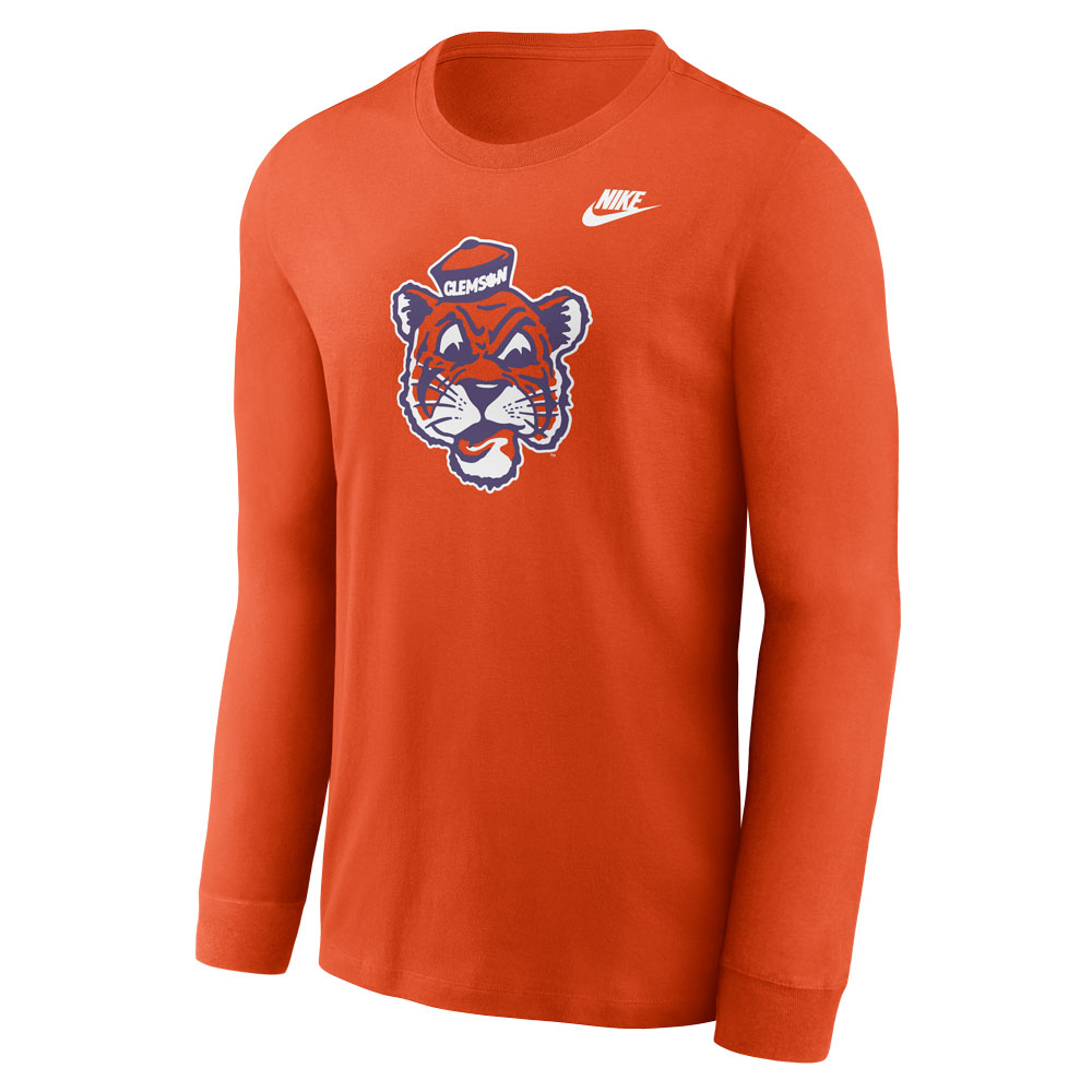 Clemson Nike Long Sleeve Vault Tiger Face Tee