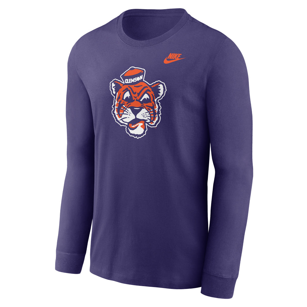 Clemson Nike Long Sleeve Vault Tiger Face Tee