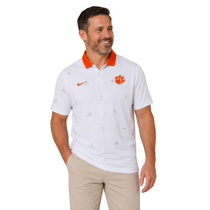 Clemson Nike Pattern Vapor Polo - WHITE
