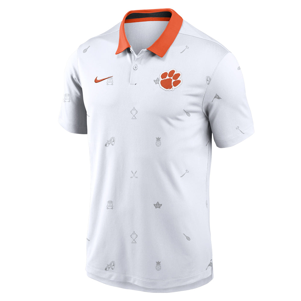 Clemson Nike Pattern Vapor Polo - WHITE