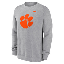 Clemson Nike Paw Club Fleece Crew - MD GREY