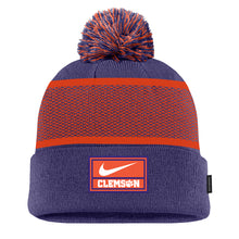 Clemson Nike Peak Patch Cuff Pom Beanie - PURPLE