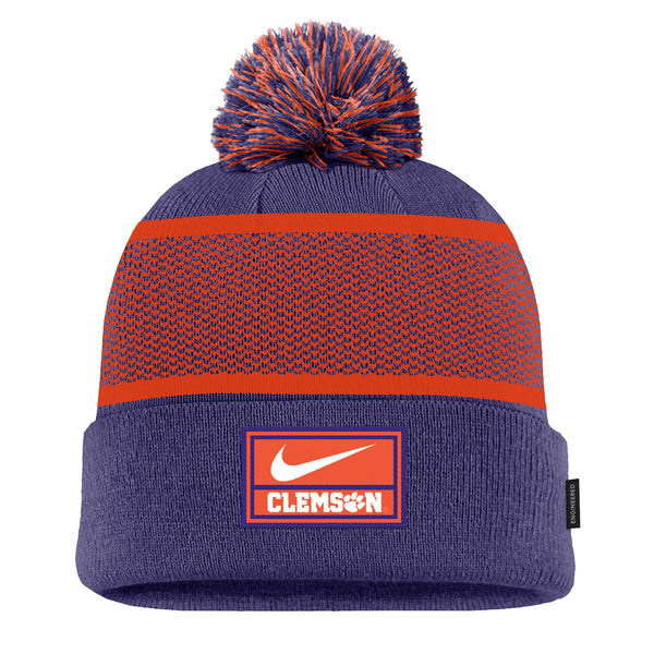 Clemson Nike Peak Patch Cuff Pom Beanie