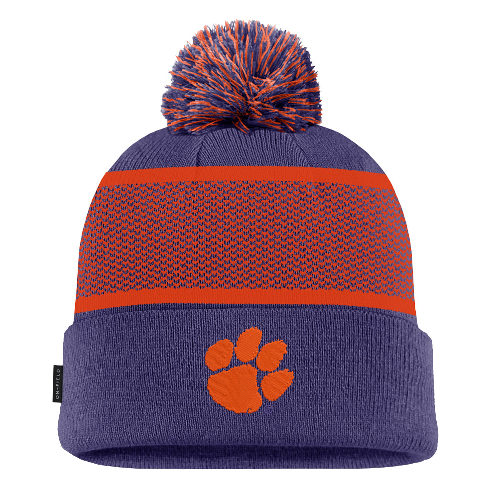 Clemson Nike Peak Patch Cuff Pom Beanie