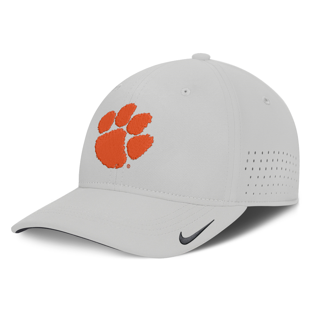 Clemson Nike Practice AeroBill Stretch-Fit Cap - LT GREY