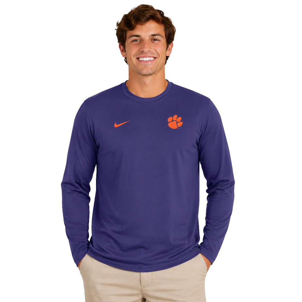 Clemson Nike Purple Legend Long Sleeve Small Logo Tee