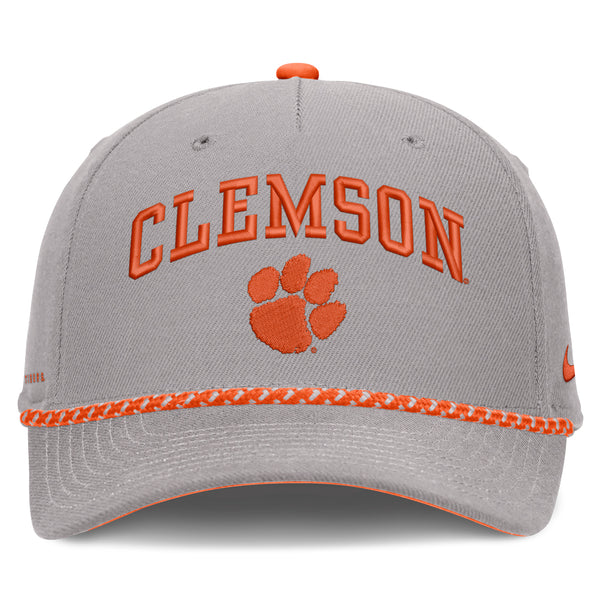 Clemson Nike Rise Structured Rope Cap - LT GREY
