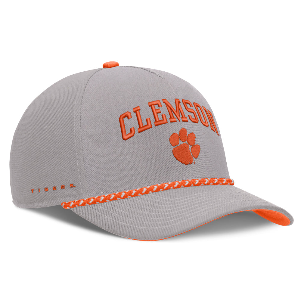 Clemson Nike Rise Structured Rope Cap - LT GREY