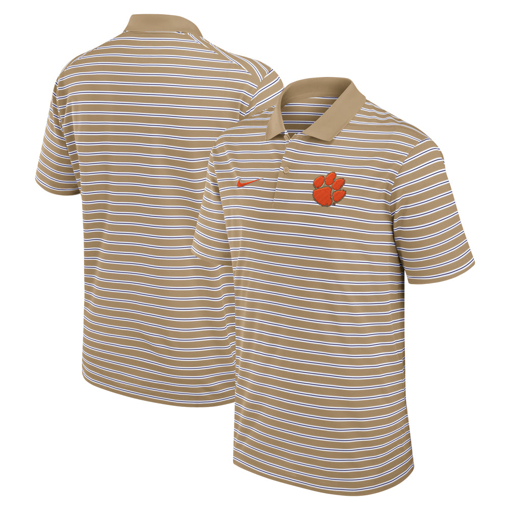 Clemson Nike Stripe Polo - TAN