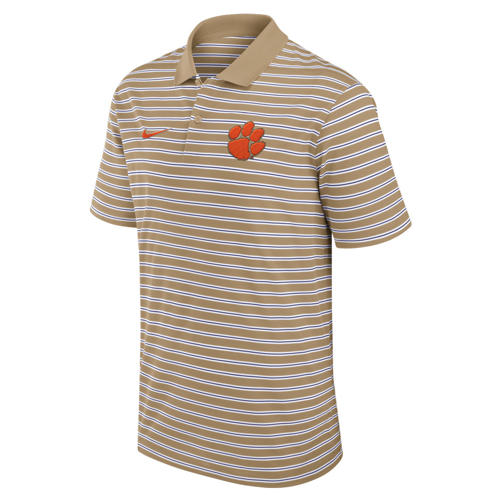 Clemson Nike Stripe Polo - TAN