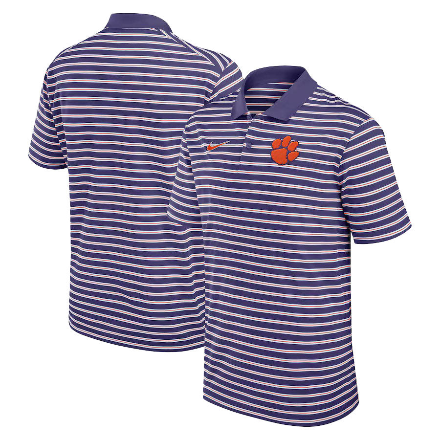 Clemson Nike Stripe Polo - PURPLE