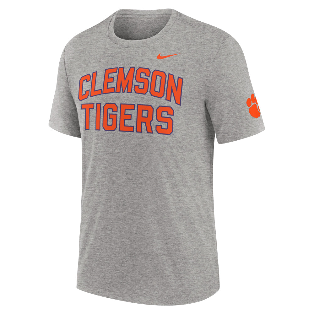 Clemson Nike Tri-Blend 2-Hit Block Tee - MD GREY