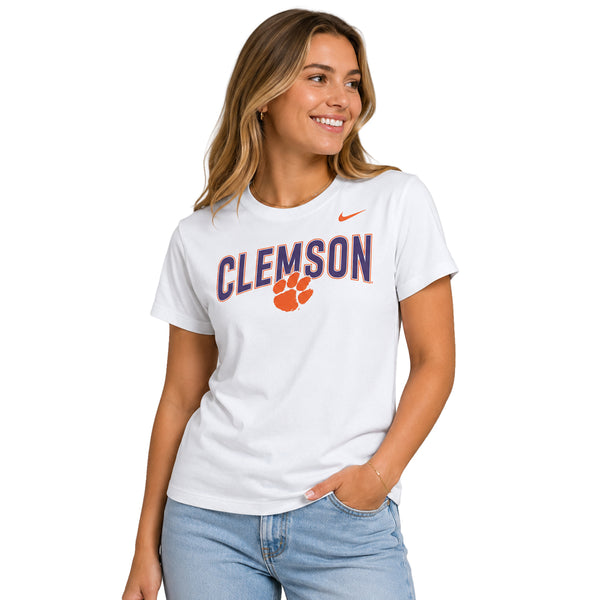 Clemson Nike Women’s Cotton Arch Logo Tee - WHITE